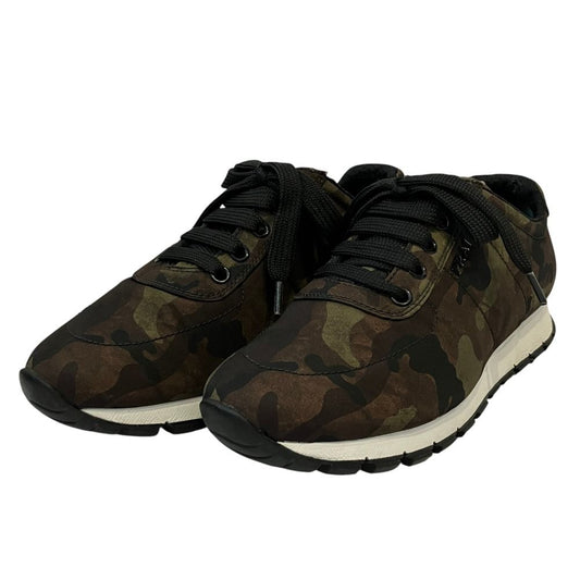 Prada Camouflage Pattern Nylon Low-Top Sneakers Khaki Spring Summer Fall