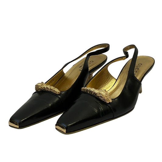 Gucci Tom Ford Era Dionysus Tiger Head Slingback Pumps Black Spring Summer