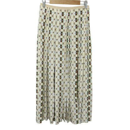 Gucci GG Sherry Line Silk Long Pleated Skirt Beige Spring Summer Fall Winter 36