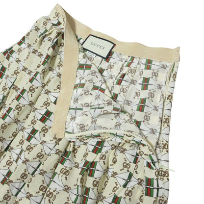 Gucci GG Sherry Line Silk Long Pleated Skirt Beige Spring Summer Fall Winter 36 — view 5