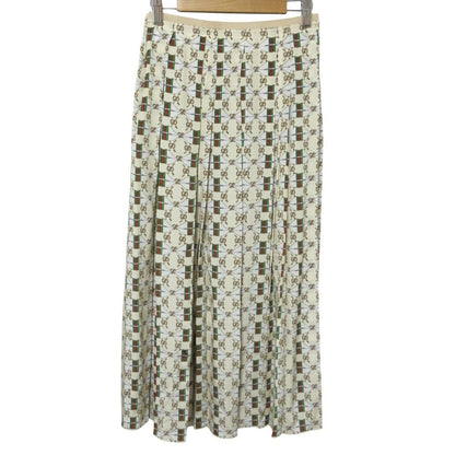 Gucci GG Sherry Line Silk Long Pleated Skirt Beige Spring Summer Fall Winter 36 — view 2