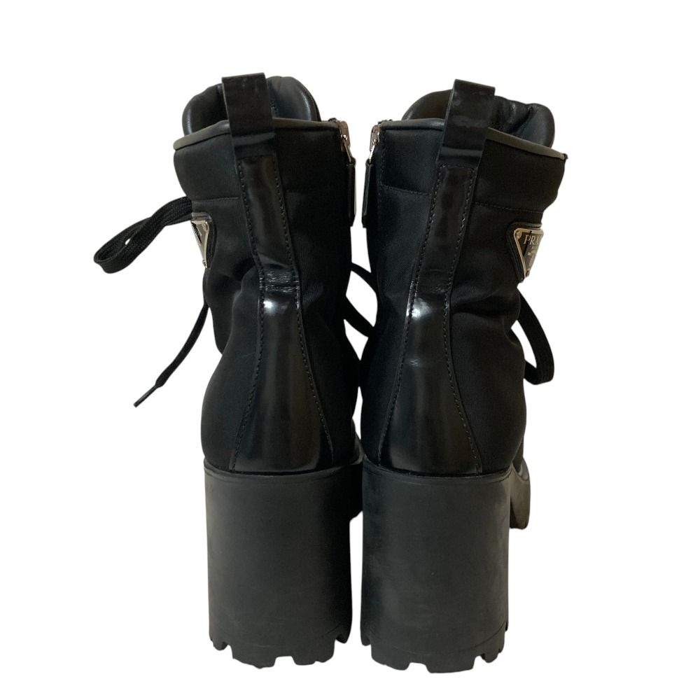 Prada Re-Nylon Triangle Plate Lace-up Boots Black Autumn Winter — view 3
