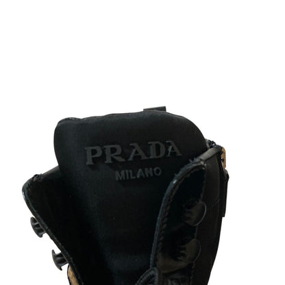 Prada Re-Nylon Triangle Plate Lace-up Boots Black Autumn Winter — view 8