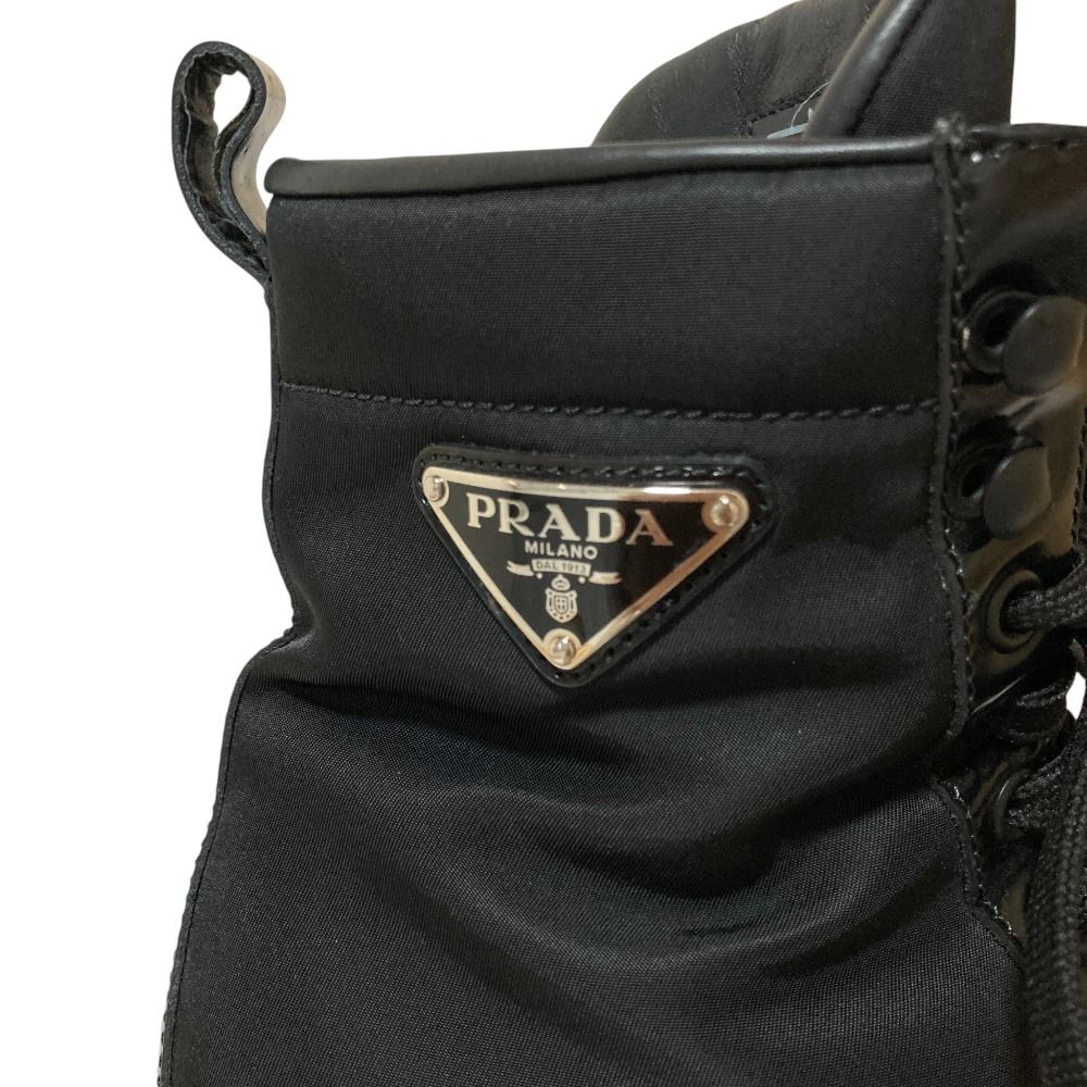 Prada Re-Nylon Triangle Plate Lace-up Boots Black Autumn Winter — view 7