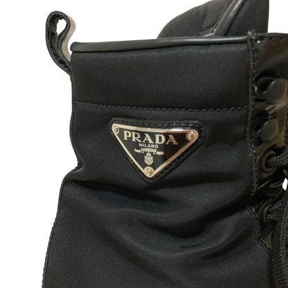 Prada Re-Nylon Triangle Plate Lace-up Boots Black Autumn Winter — view 7