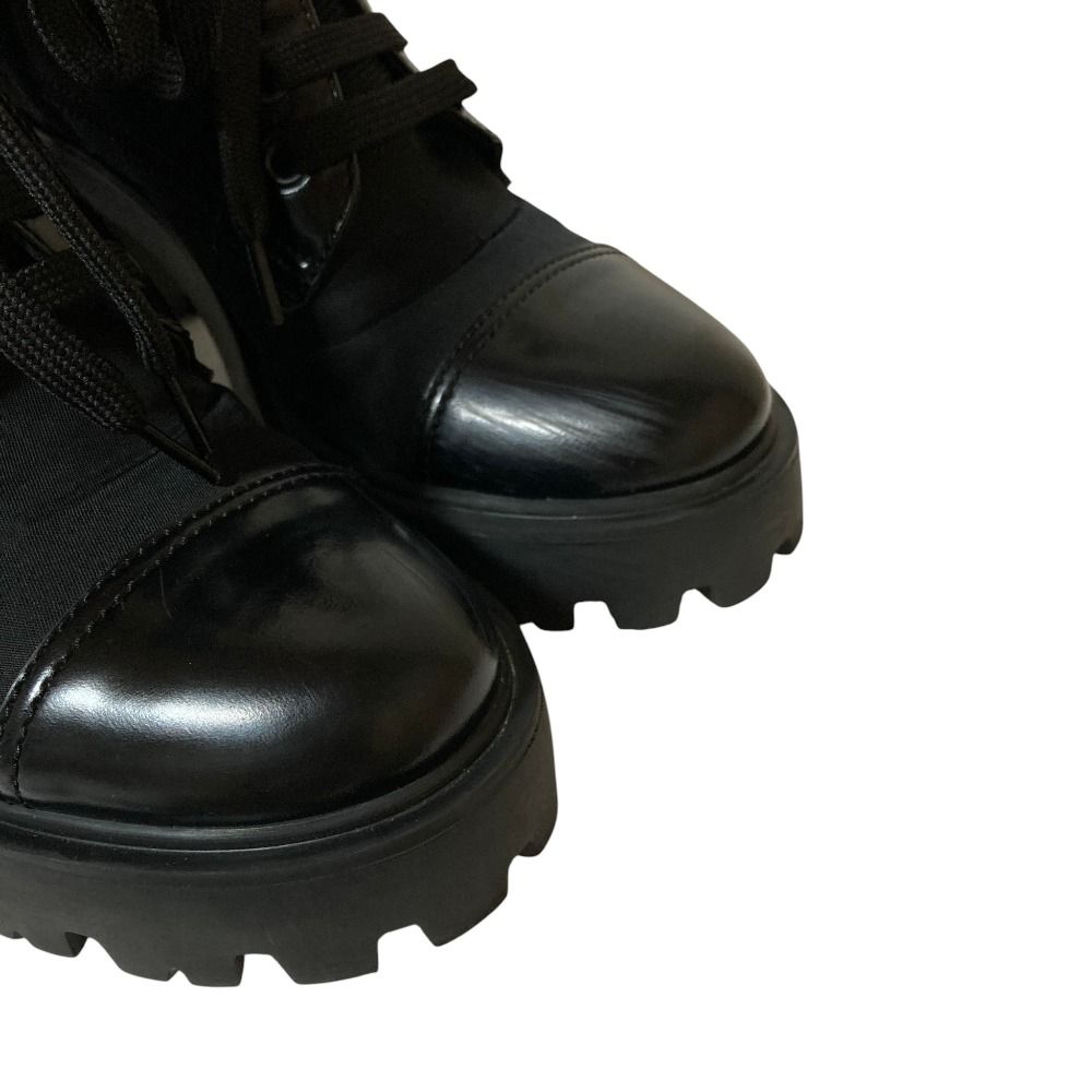 Prada Re-Nylon Triangle Plate Lace-up Boots Black Autumn Winter — view 6