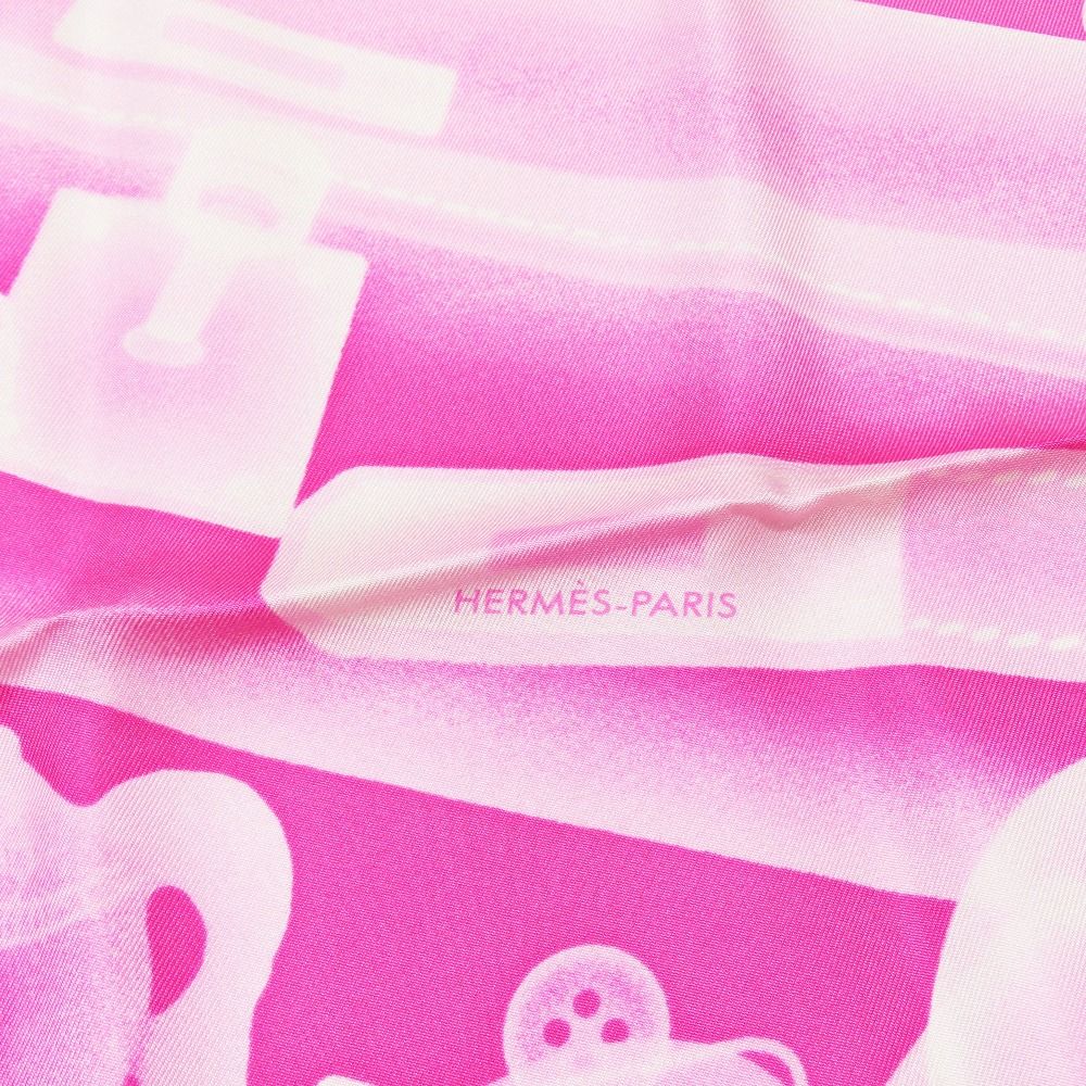 Hermes Silk 100% Carre 90 Please Check in Scarf Kelly Bag Pink — view 4