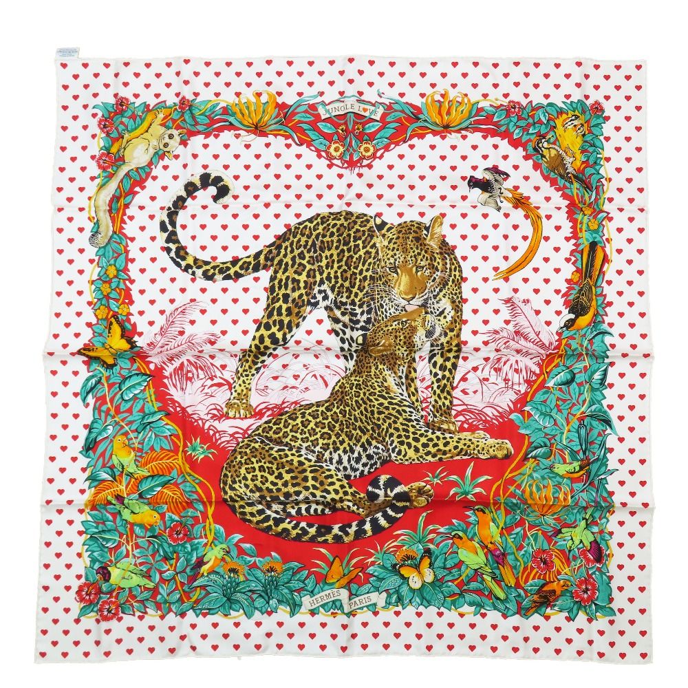 Hermes Silk 100% Carre 90 Jungle Love Scarf Multicolor