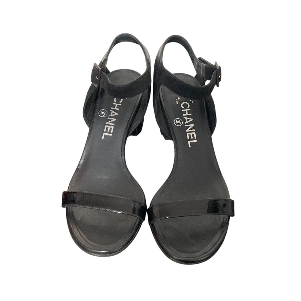 Chanel CC Logo Ankle Strap Sandals Black Spring Summer — view 2