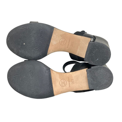 Chanel CC Logo Ankle Strap Sandals Black Spring Summer — view 5