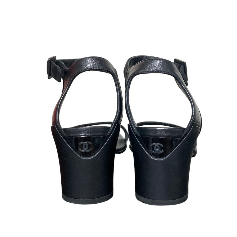 Chanel CC Logo Ankle Strap Sandals Black Spring Summer — view 4