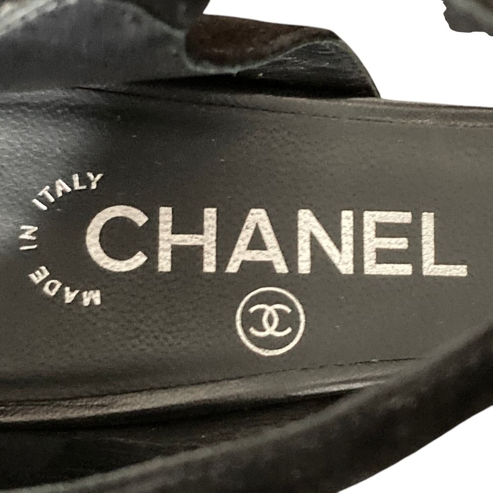 Chanel CC Logo Ankle Strap Sandals Black Spring Summer — view 7