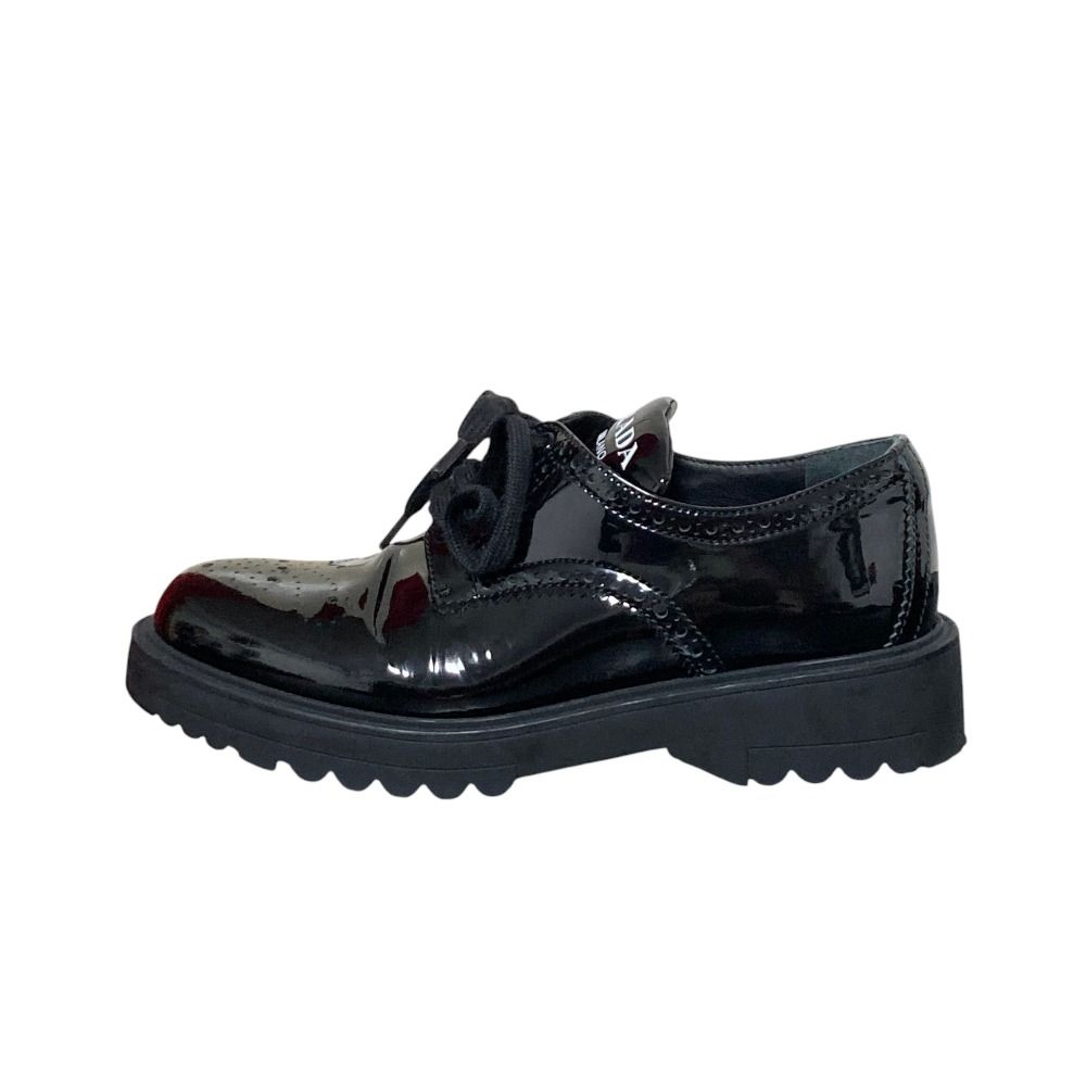 Prada Logo Patent Leather Lace-up Sneakers Black Spring Summer Fall — view 3