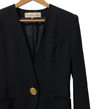 Dior Vintage Striped Oval Button Collarless Jacket Black Spring Summer Fall S — view 2