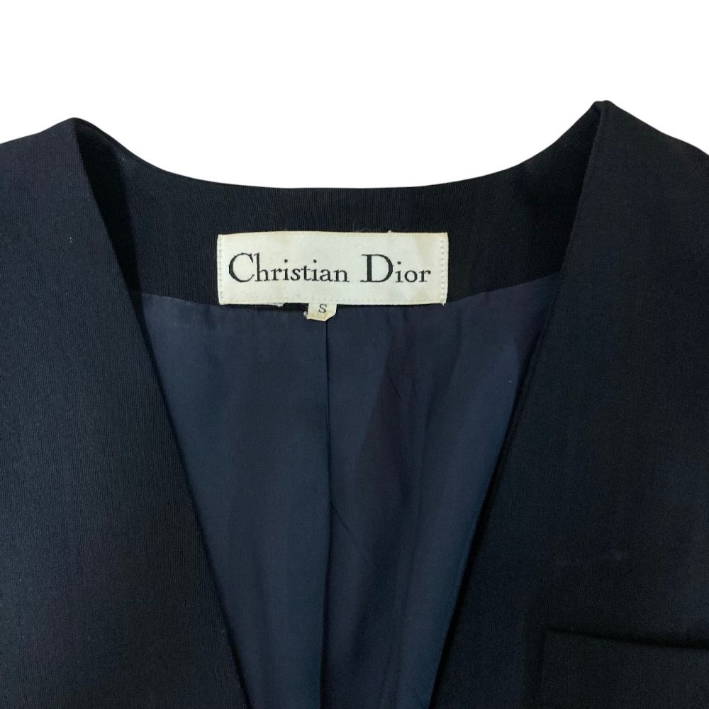 Dior Vintage Striped Oval Button Collarless Jacket Black Spring Summer Fall S — view 4
