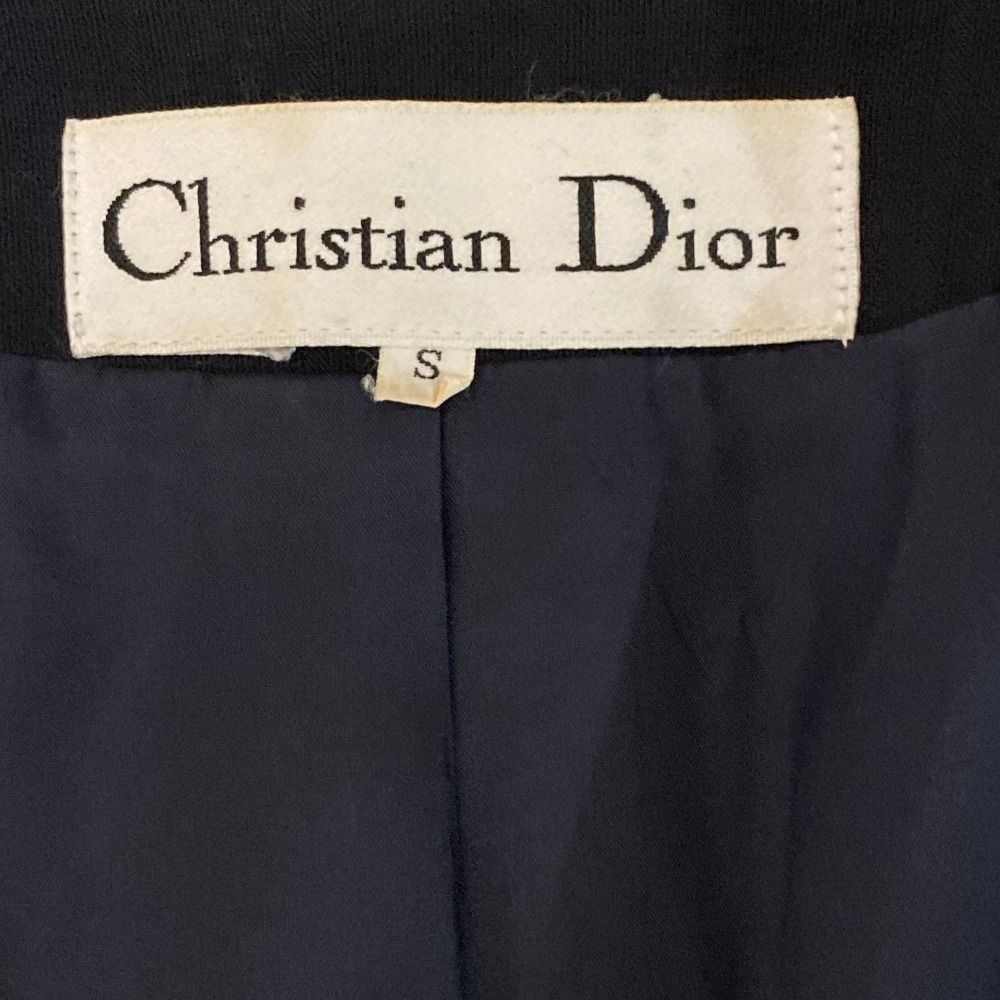 Dior Vintage Striped Oval Button Collarless Jacket Black Spring Summer Fall S — view 5