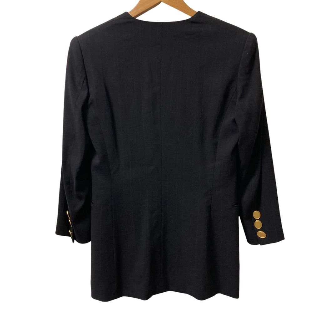 Dior Vintage Striped Oval Button Collarless Jacket Black Spring Summer Fall S — view 3