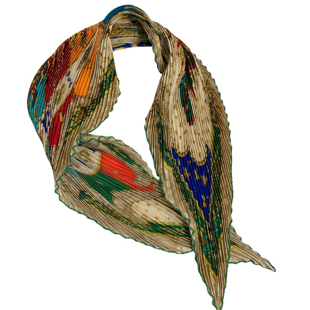 Hermes Pleats Carre 90 Carpe Diem Silk Scarf Multicolor
