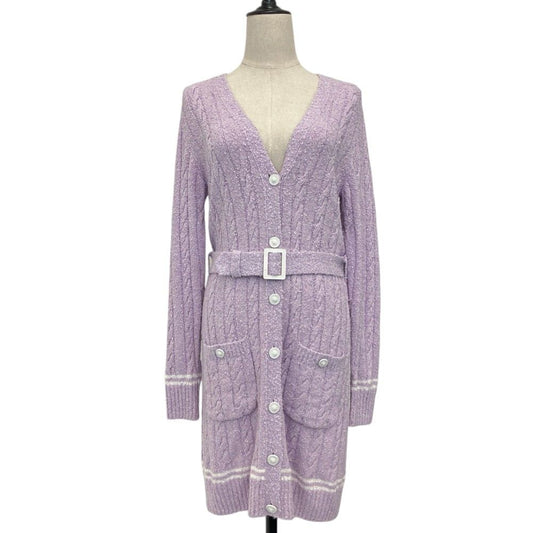 Chanel Lion Button Boucle Long Knit Cardigan Purple Spring Summer Fall Winter 34