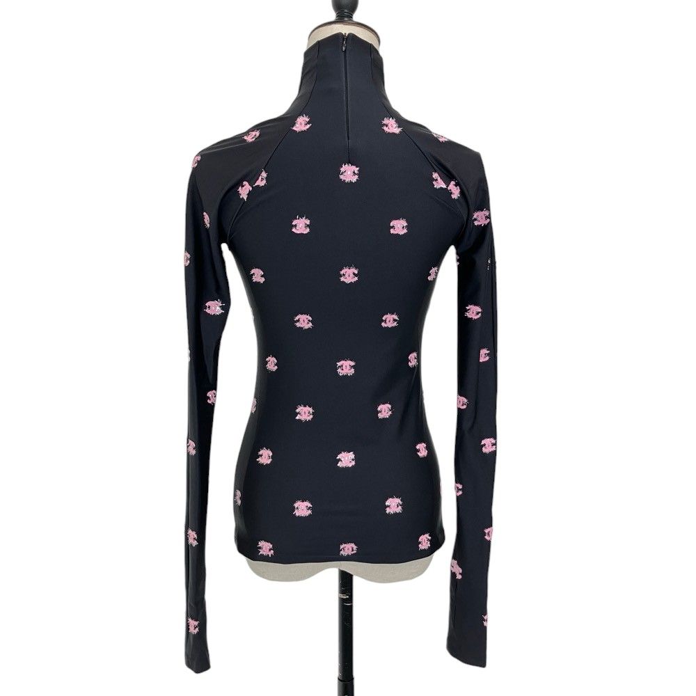 Chanel CC Logo Stretch Jersey Top Black Pink Spring Summer Fall Winter 34 — view 2