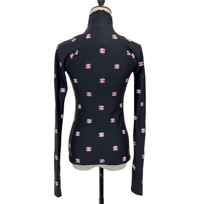 Chanel CC Logo Stretch Jersey Top Black Pink Spring Summer Fall Winter 34 — view 2