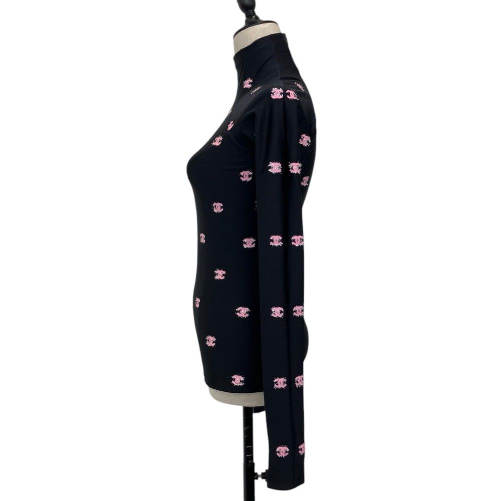 Chanel CC Logo Stretch Jersey Top Black Pink Spring Summer Fall Winter 34 — view 3
