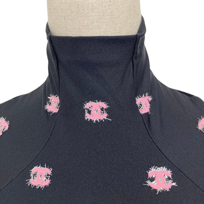 Chanel CC Logo Stretch Jersey Top Black Pink Spring Summer Fall Winter 34 — view 4