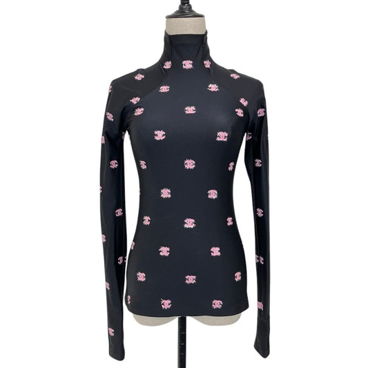 Chanel CC Logo Stretch Jersey Top Black Pink Spring Summer Fall Winter 34