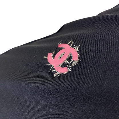 Chanel CC Logo Stretch Jersey Top Black Pink Spring Summer Fall Winter 34 — view 7