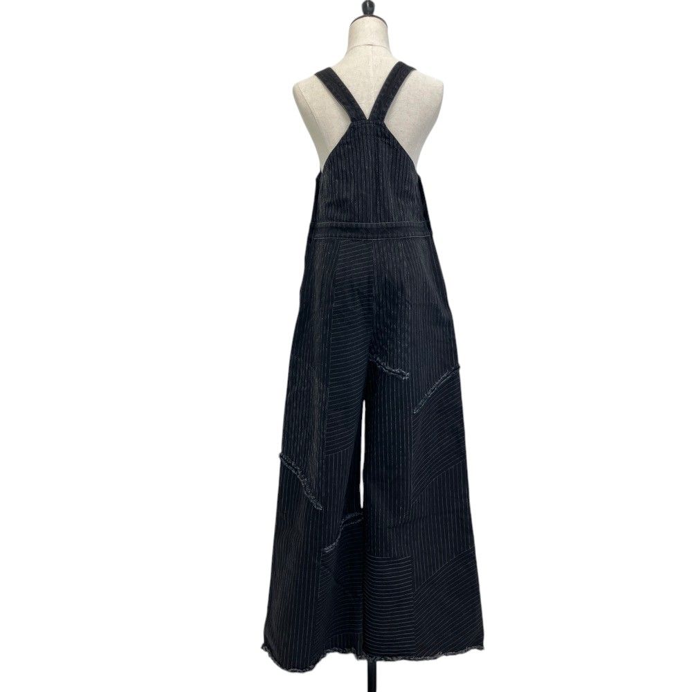 Chanel 22C CC Logo Button Stripe Overalls Black Spring Summer Fall Winter 38 — view 2