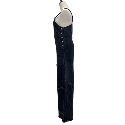 Chanel 22C CC Logo Button Stripe Overalls Black Spring Summer Fall Winter 38 — view 3