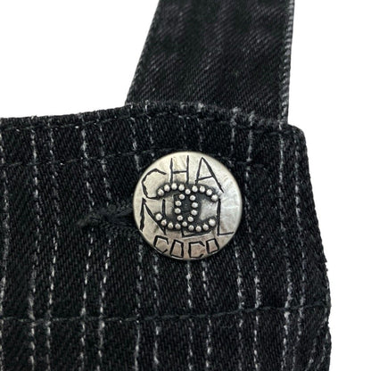 Chanel 22C CC Logo Button Stripe Overalls Black Spring Summer Fall Winter 38 — view 6
