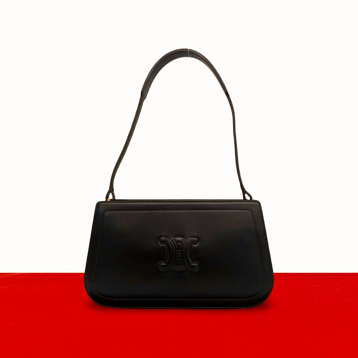 Celine Triomphe Logo Leather Shoulder Bag Brown