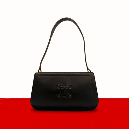 Celine Triomphe Logo Leather Shoulder Bag Brown