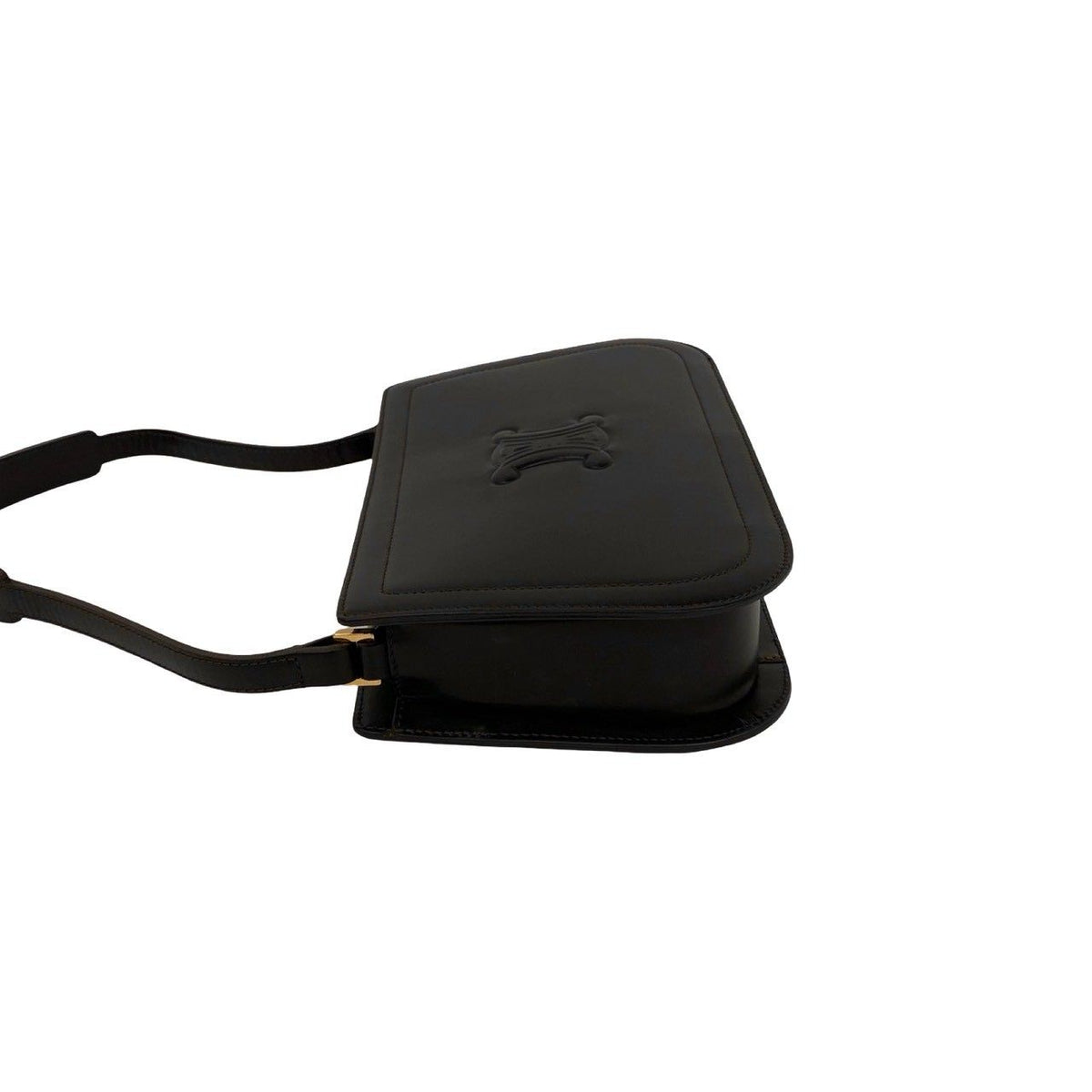 Celine Triomphe Logo Leather Shoulder Bag Brown — view 5