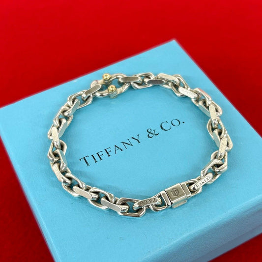 Tiffany & Co Makers Bracelet Silver 18K Yellow Gold Chain