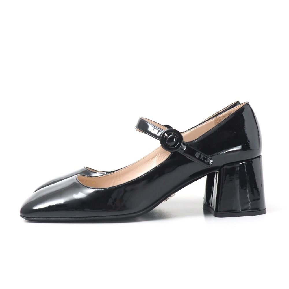 Prada Pumps Mary Jane Patent Square Toe Chunky Heel Strap/rb — view 2
