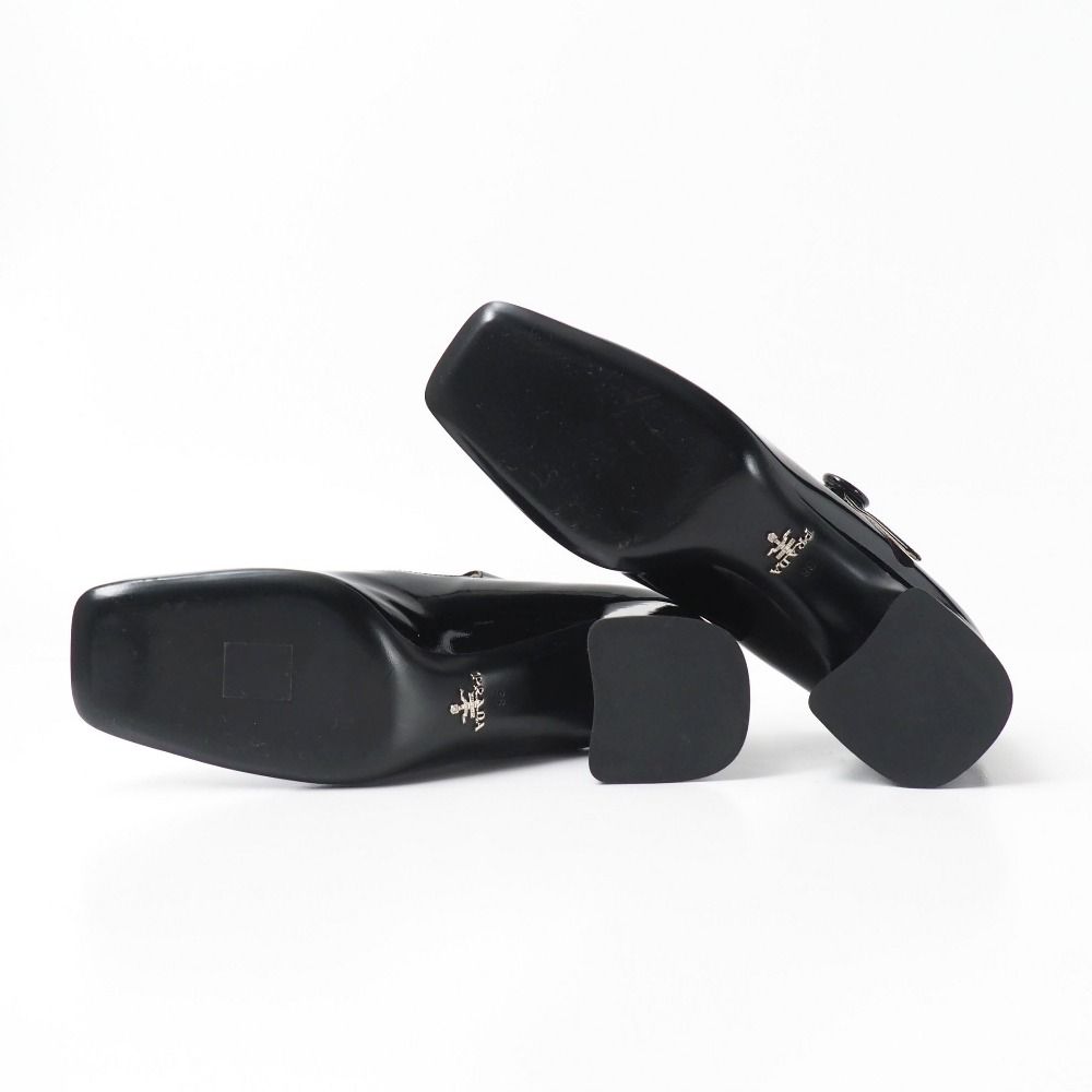 Prada Pumps Mary Jane Patent Square Toe Chunky Heel Strap/rb — view 4
