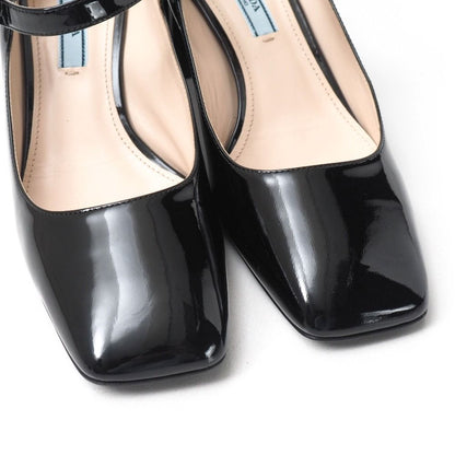 Prada Pumps Mary Jane Patent Square Toe Chunky Heel Strap/rb — view 5
