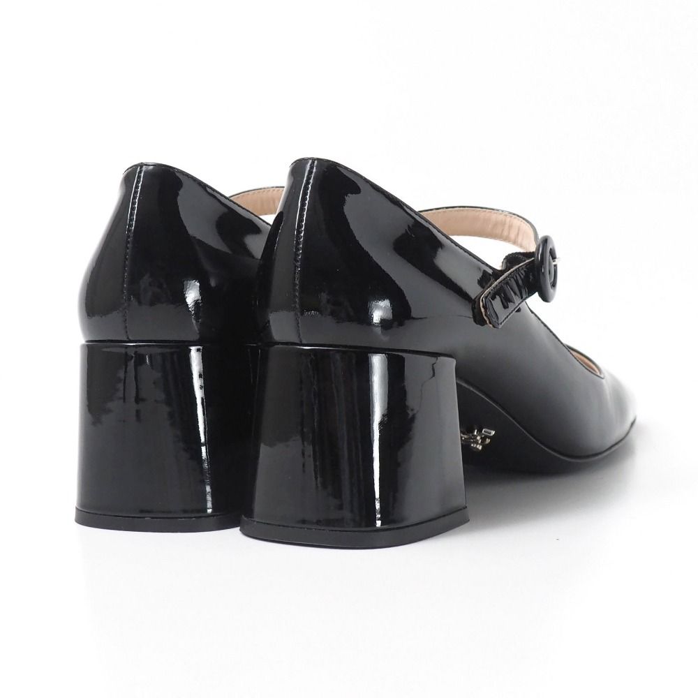 Prada Pumps Mary Jane Patent Square Toe Chunky Heel Strap/rb — view 3