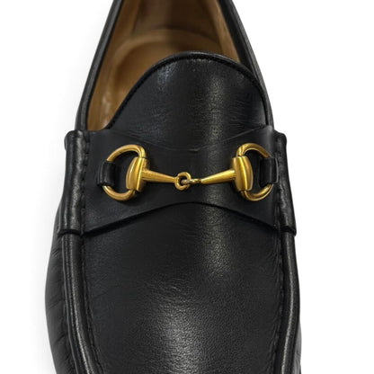 Gucci Horsebit Chip Lug Sole Leather Loafers Black Gold 5.5 — view 6