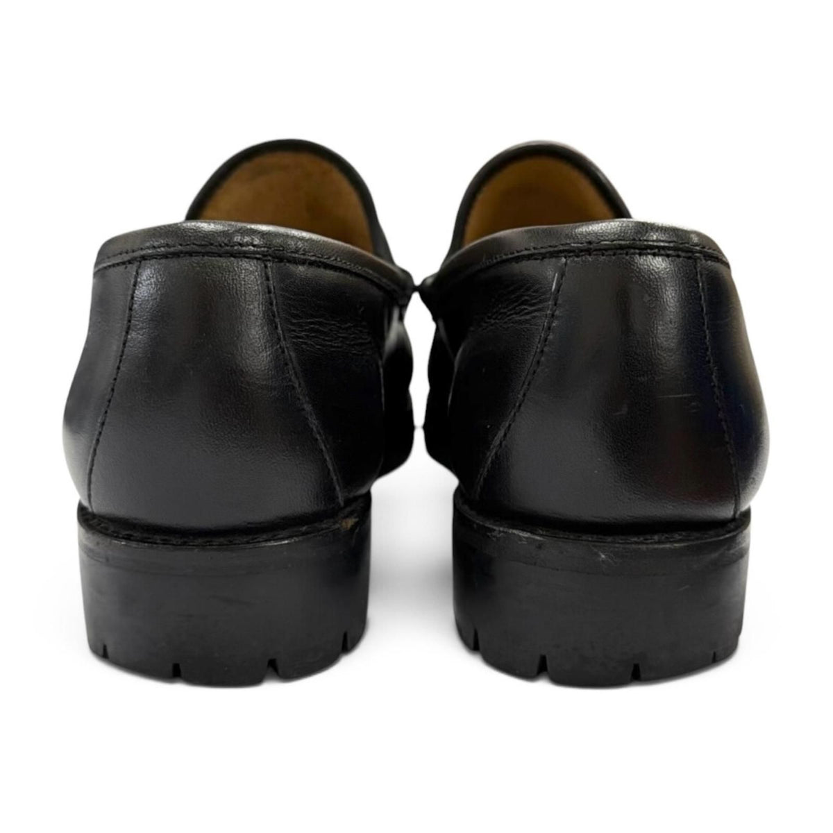 Gucci Horsebit Chip Lug Sole Leather Loafers Black Gold 5.5 — view 3