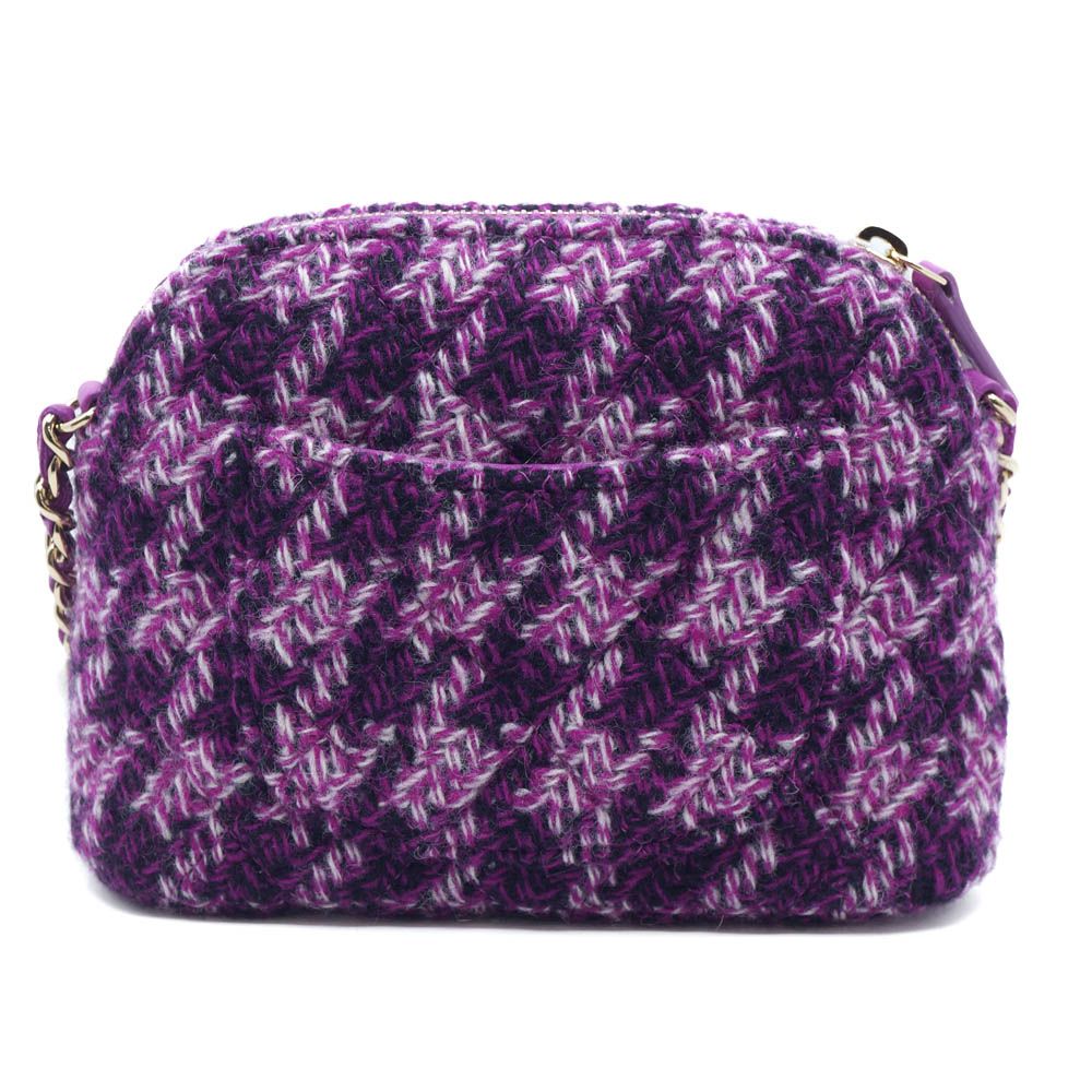Chanel Chain Shoulder Bag Years Tweed Pink Purple Gold — view 2