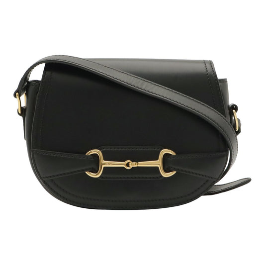 Celine Horsebit Small Shoulder Bag Pochette Crossbody Leather Black Gold