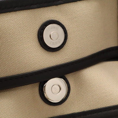 Loewe Logo Tote Shoulder Bag Canvas Leather Natural Black — view 5