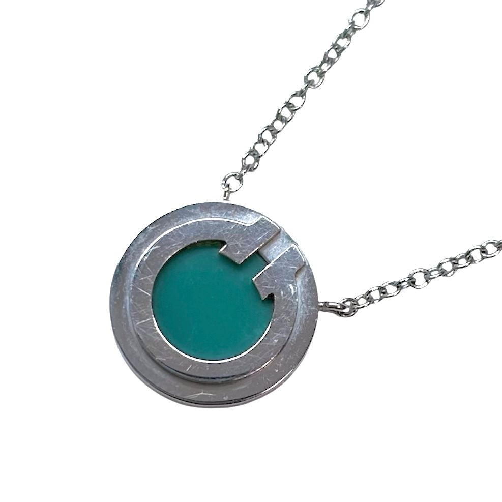 Tiffany & Co Necklace T Two Pendant Adjustable 18K White Gold Turquoise