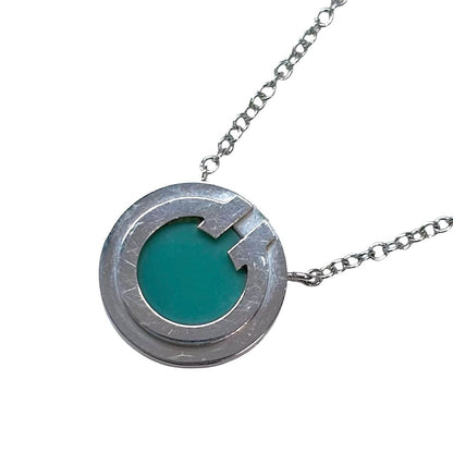 Tiffany & Co Necklace T Two Pendant Adjustable 18K White Gold Turquoise