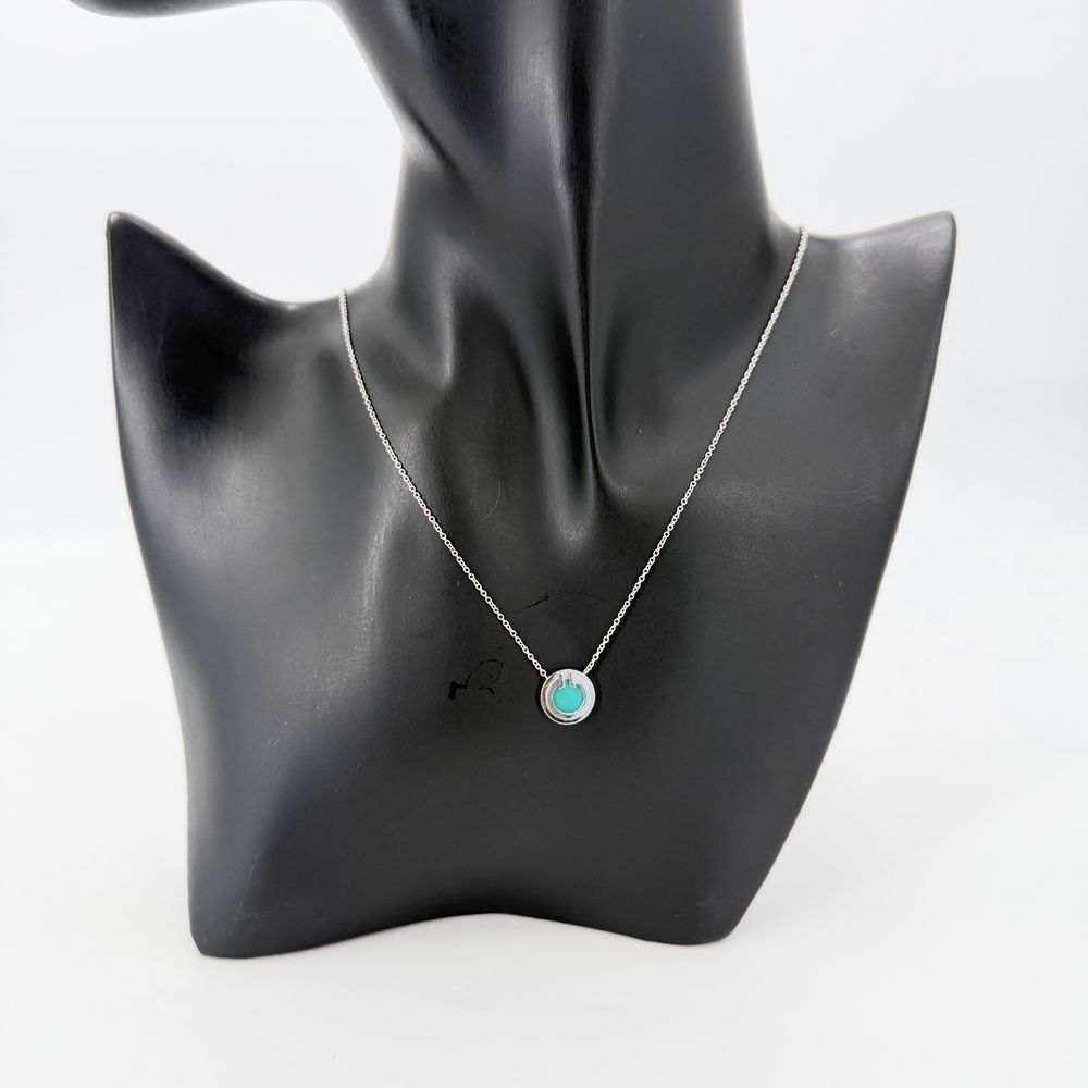 Tiffany & Co Necklace T Two Pendant Adjustable 18K White Gold Turquoise — view 3