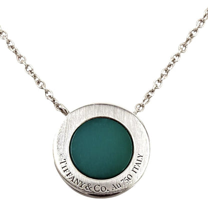 Tiffany & Co Necklace T Two Pendant Adjustable 18K White Gold Turquoise — view 2
