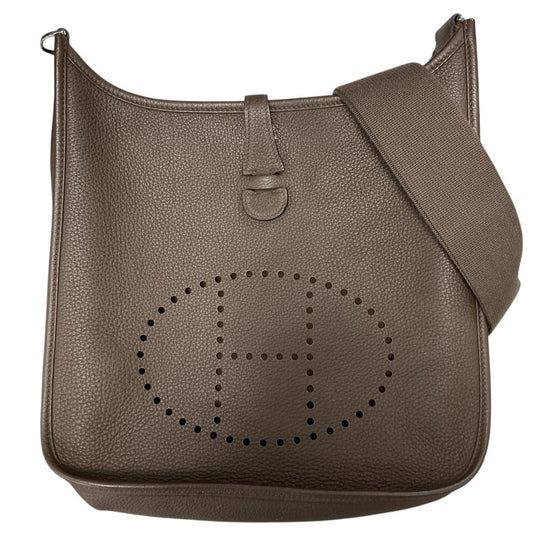 Hermes Shoulder Bag Evelyne Crossbody Leather Brown Silver